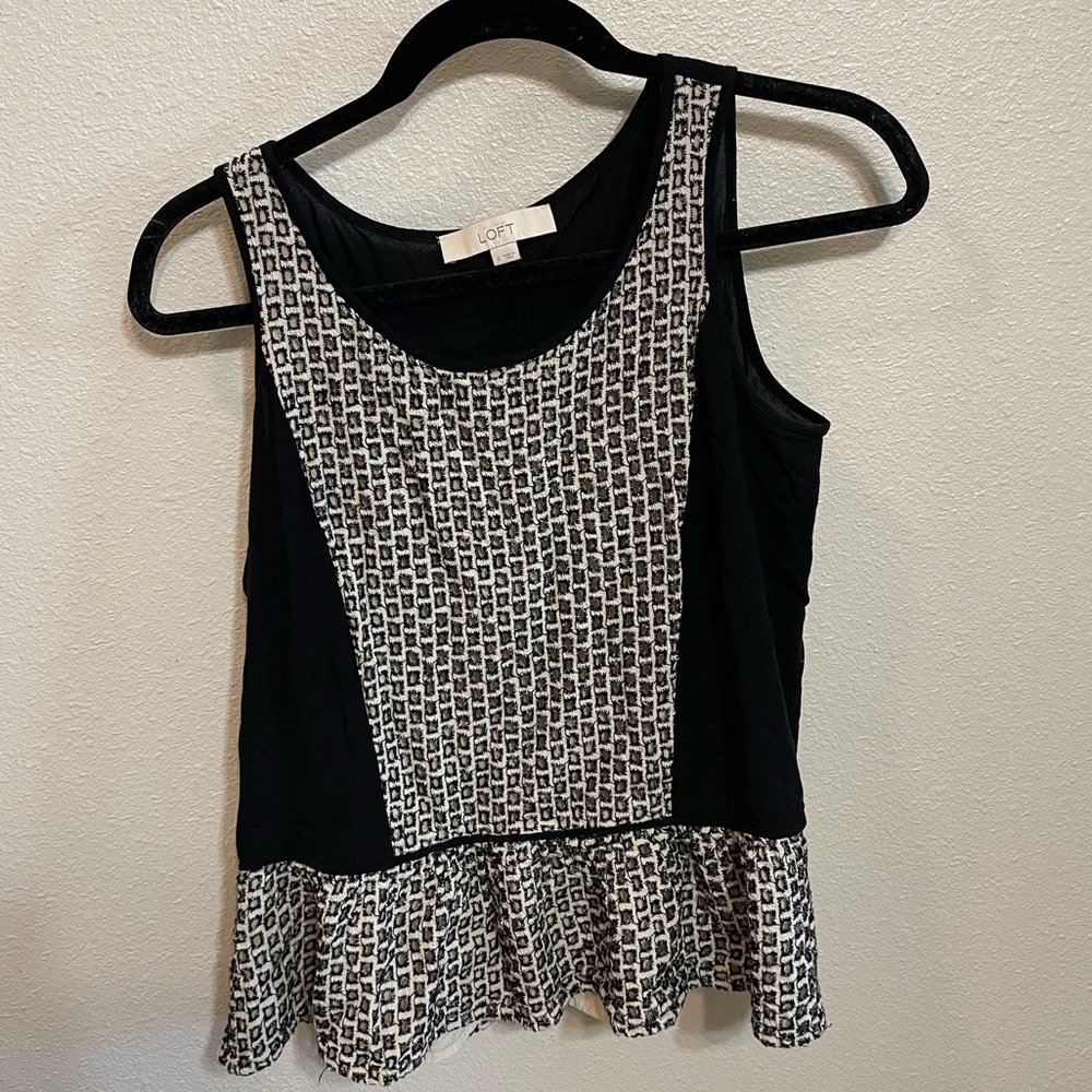 Loft Sleeveless Eyelet Embroidery Peplum Tank Top Blouse- small
